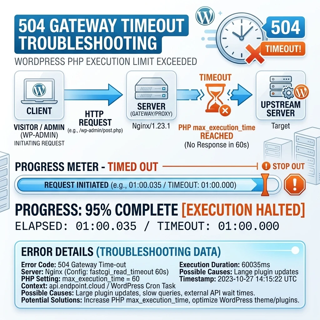504 Gateway Timeout – Amikor a WordPress túllépi a futtatási időt
