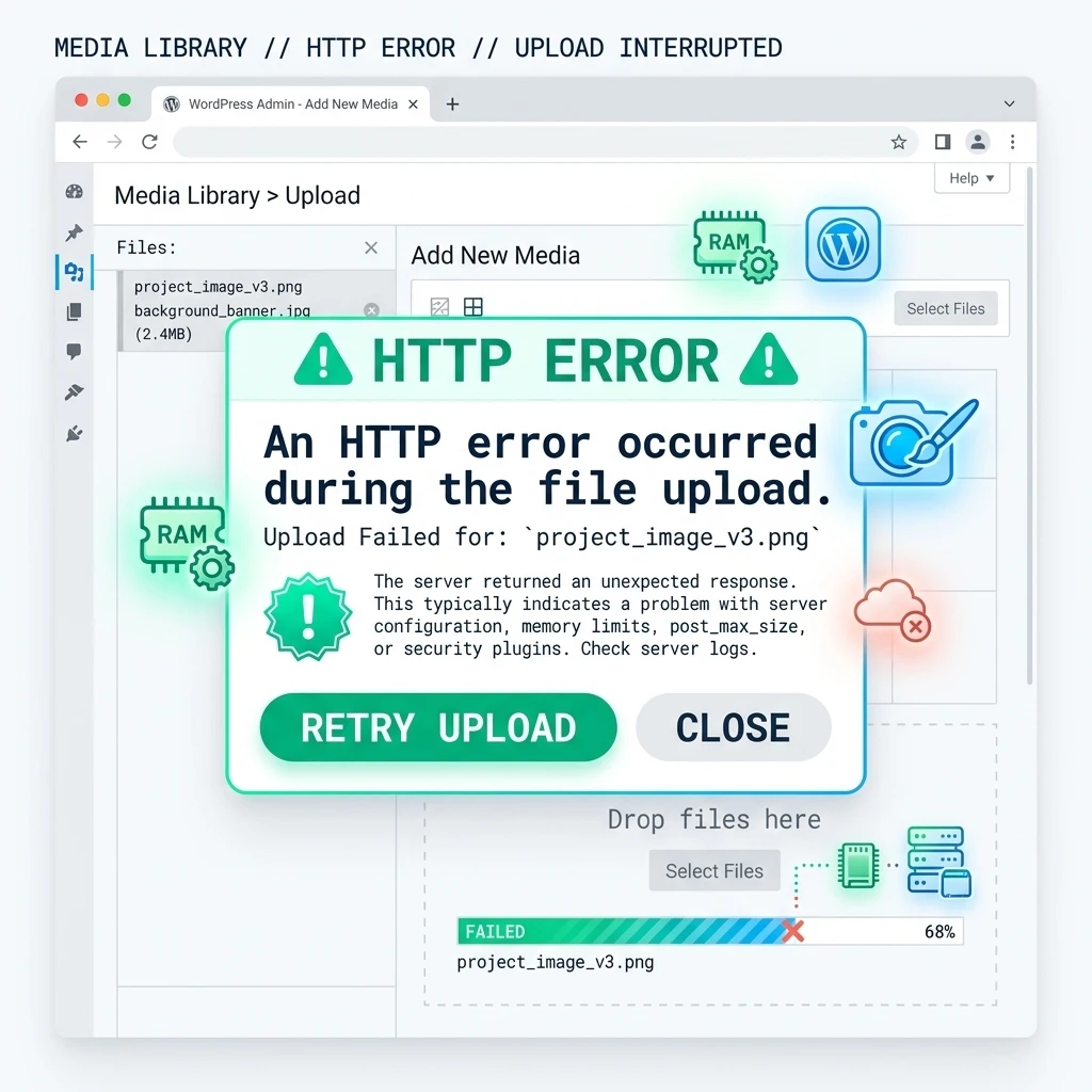"HTTP Error" képfeltöltésnél – A WordPress médiatár hiba okai