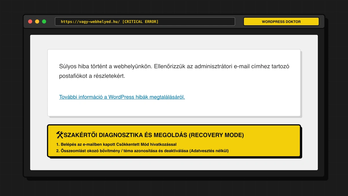 "Súlyos hiba történt webhelyünkön..." – Mi ez és hogyan javítsd?